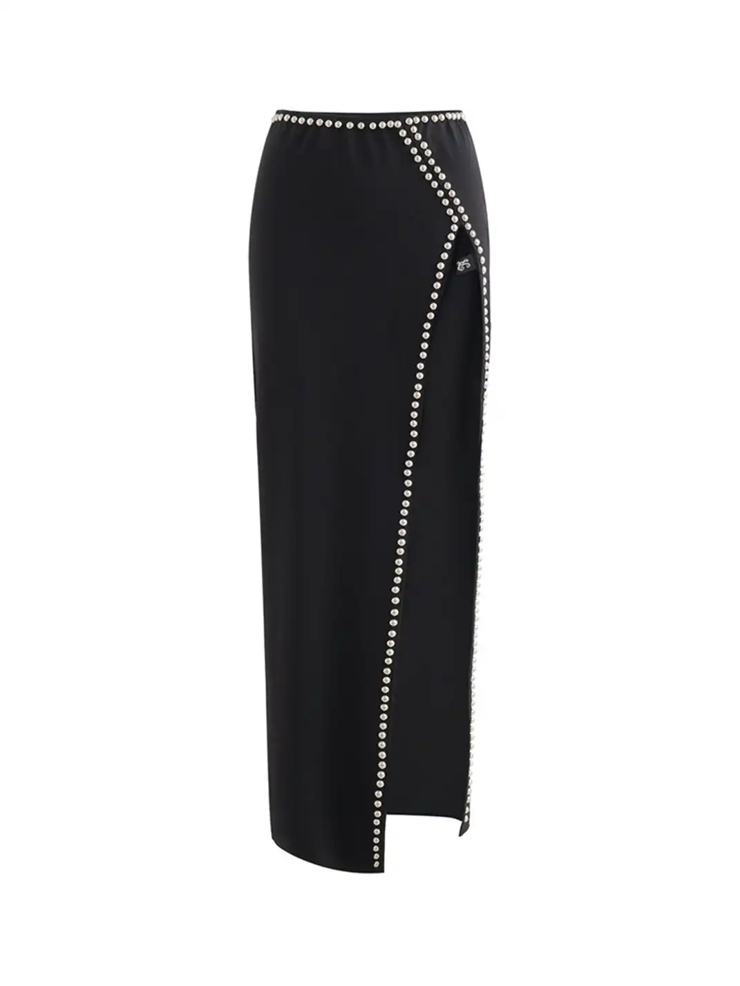 Latelylab | Low-Waisted Slit Studded Midi Skirt