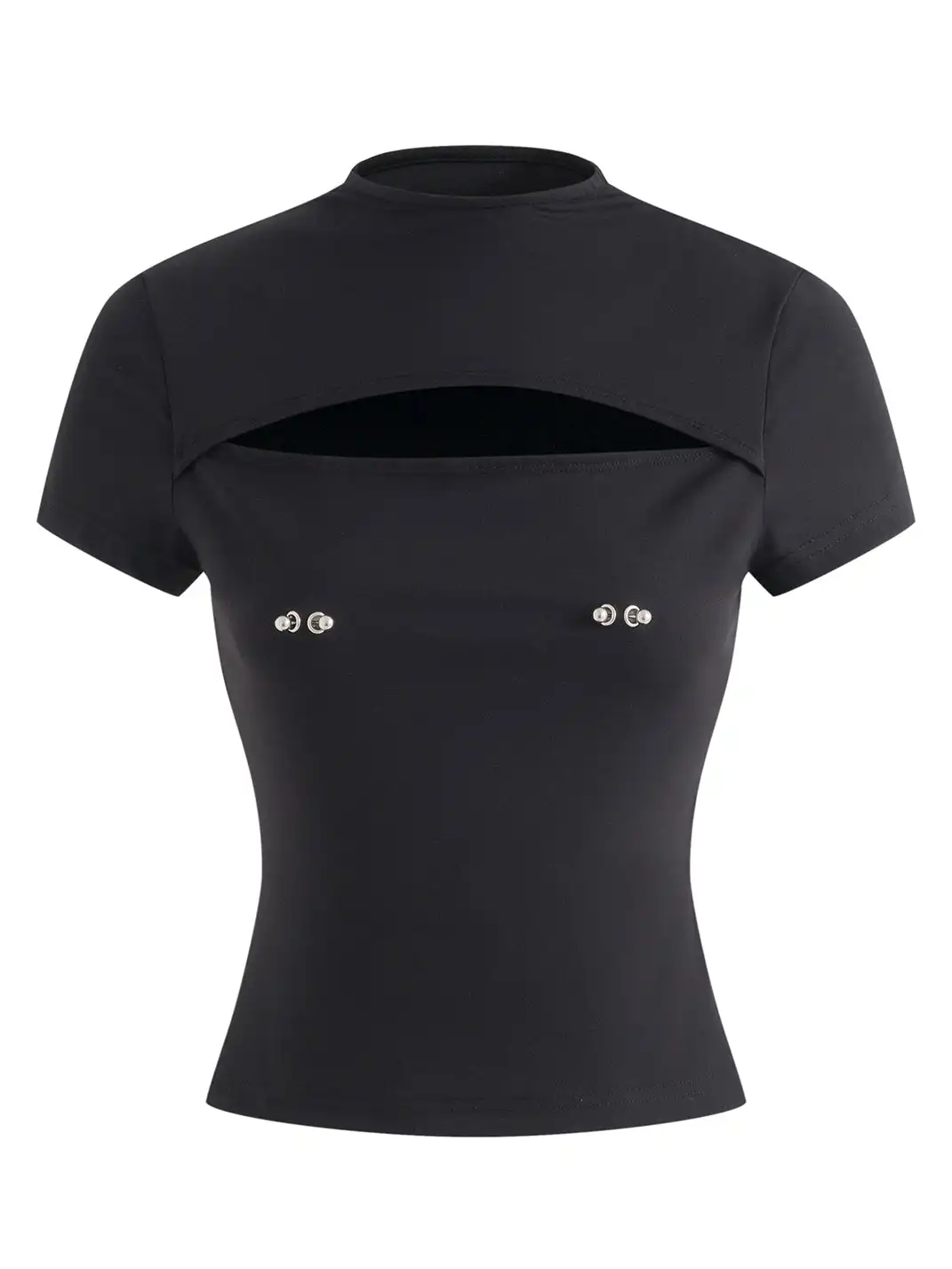 Latelylab | Hollow-Out Tight-Fitting T-Shirt