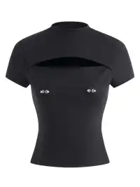 Latelylab | Hollow-Out Tight-Fitting T-Shirt