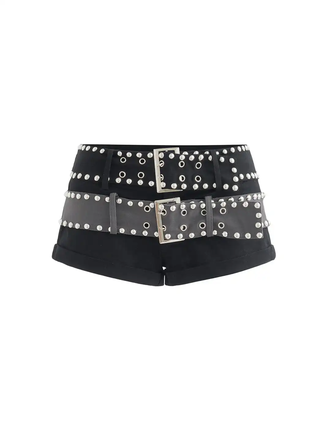 Latelylab | Studded Low-Rise Denim Shorts
