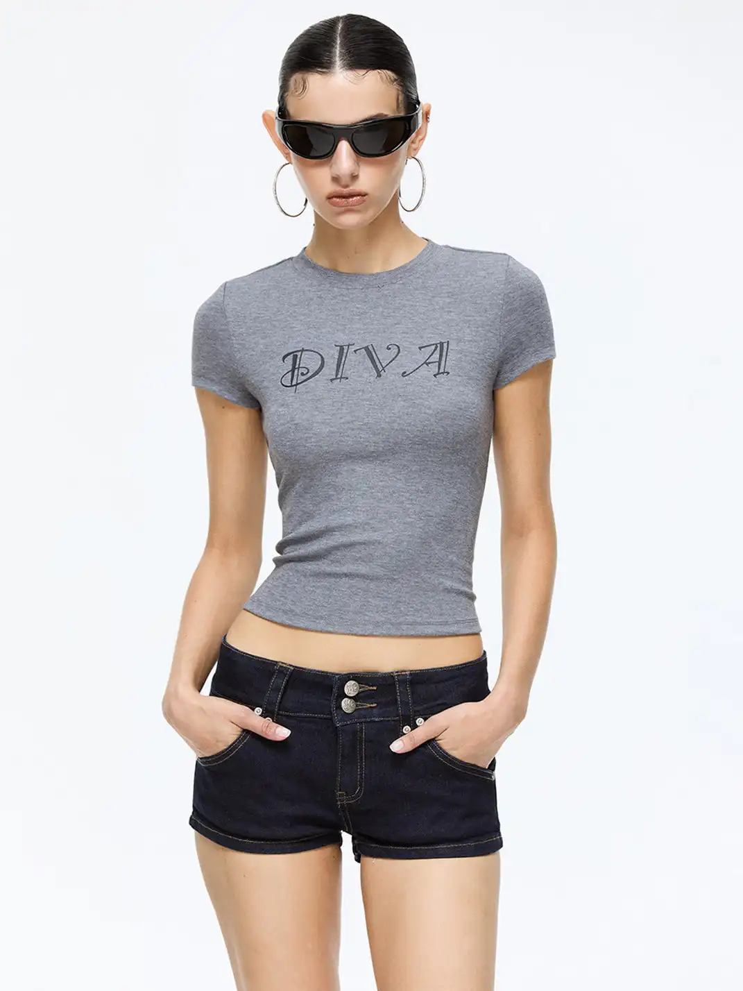 Latelylab | Low-Rise Stretch Denim Shorts