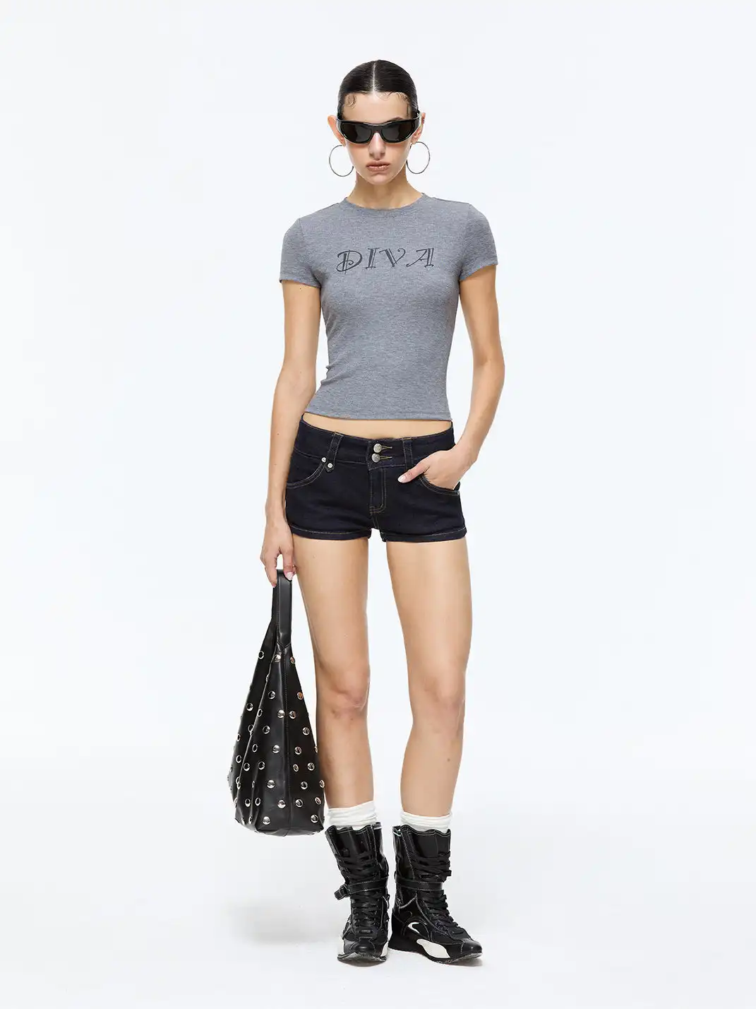 Latelylab | Low-Rise Stretch Denim Shorts