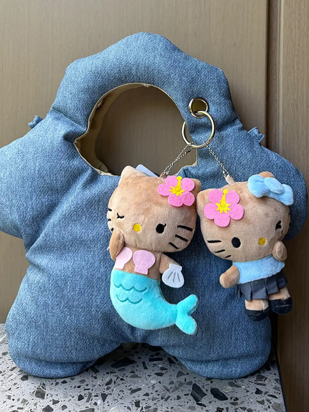 pEtaLPeTaL | Faux Denim Leather Handbag