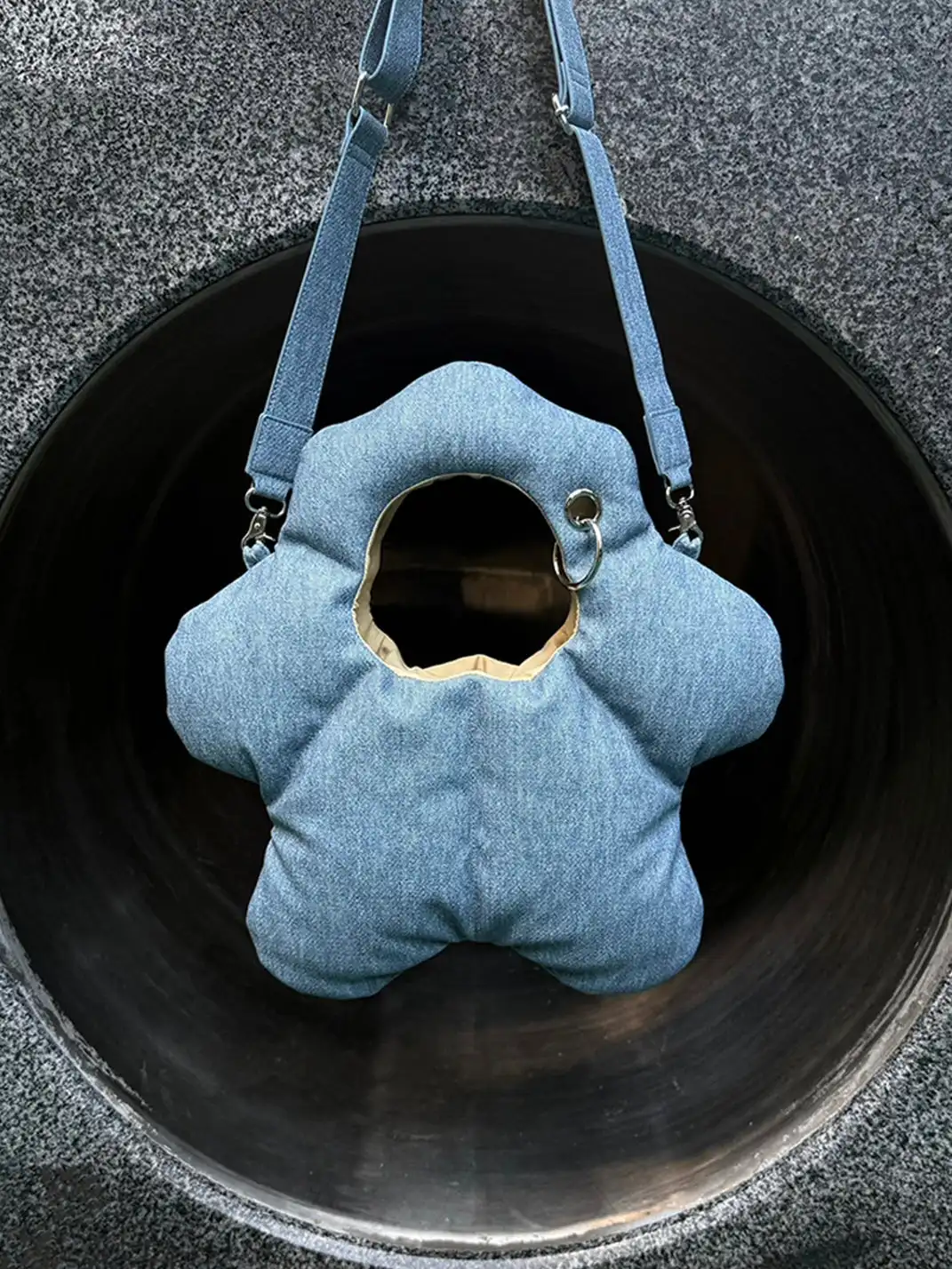 pEtaLPeTaL | Faux Denim Leather Handbag
