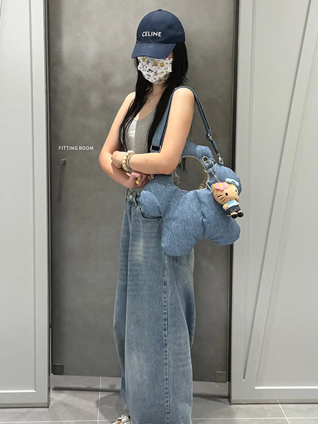 pEtaLPeTaL | Faux Denim Leather Handbag