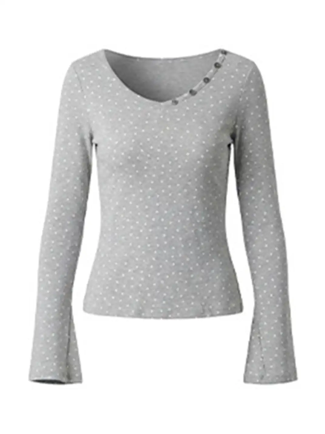 BIGGOLD | All-Over Star Print V-Neck Long-Sleeved T-Shirt