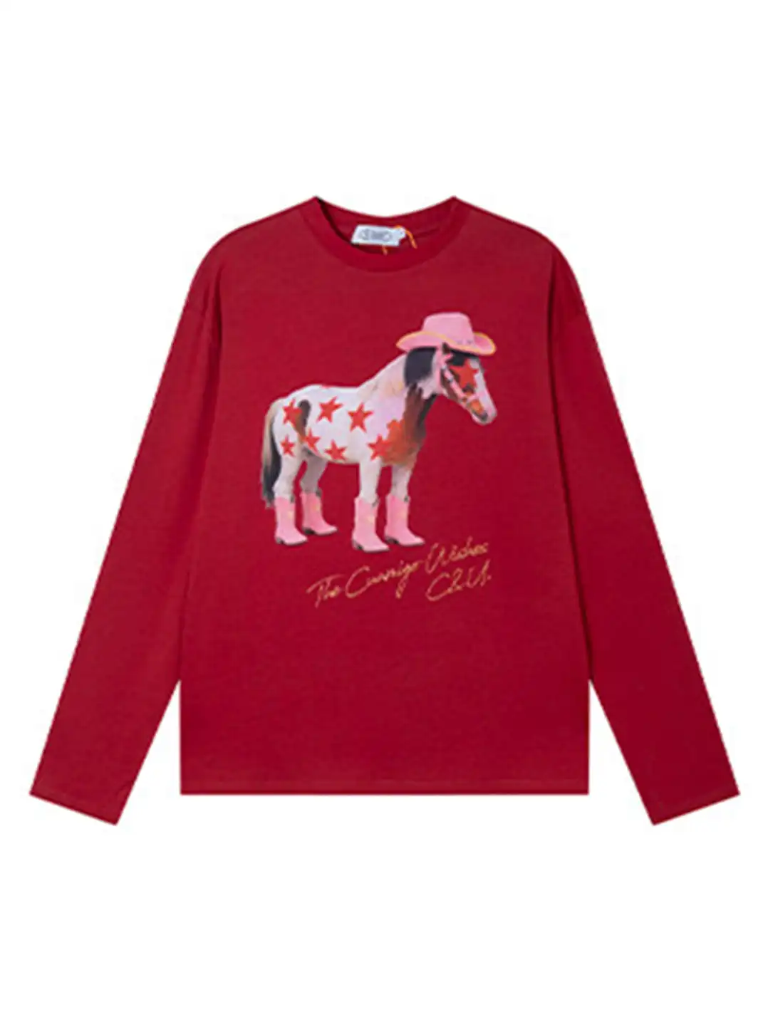 BIGGOLD | Pony Graffiti Print Crew Neck Long-Sleeved T-Shirt