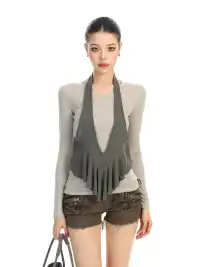 BIGGOLD | Faux Two-Piece Halter Neck Long-Sleeved T-Shirt