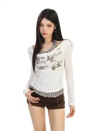 BIGGOLD | Printed Faux Two-Piece Long-Sleeved Top