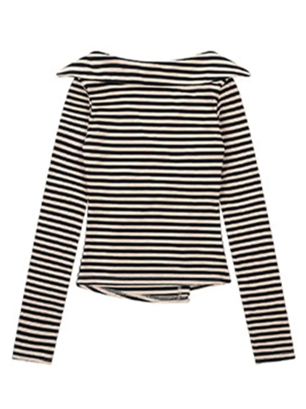 BIGGOLD | Irregular Button Striped Long-Sleeved T-Shirt