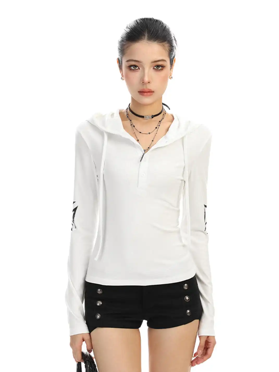 BIGGOLD | Printed Hooded Long-Sleeved Top
