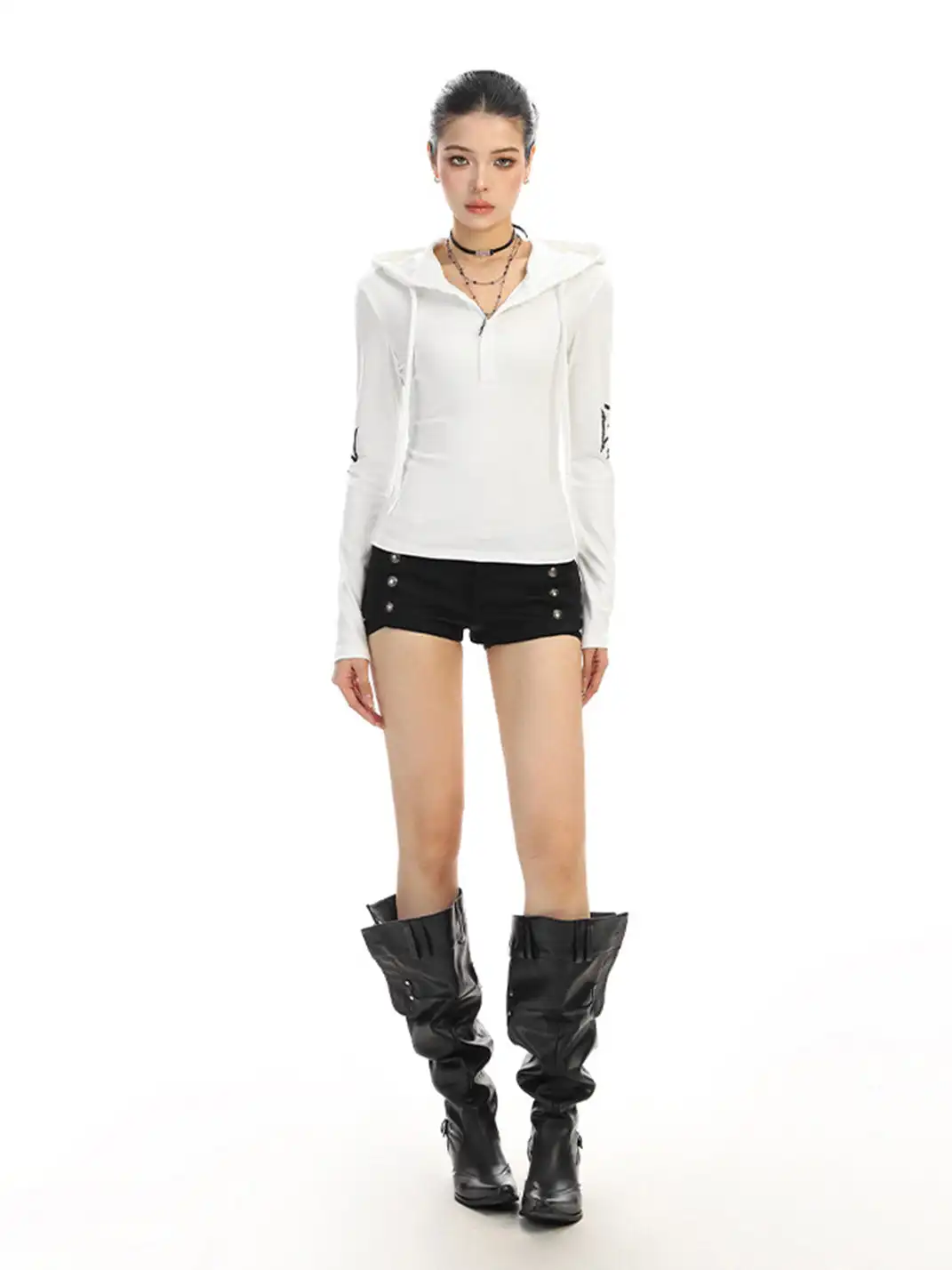BIGGOLD | Printed Hooded Long-Sleeved Top