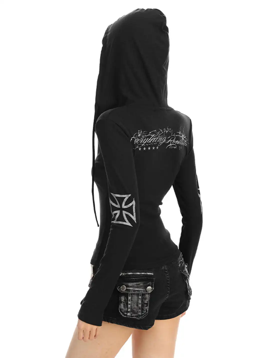 BIGGOLD | Printed Hooded Long-Sleeved Top