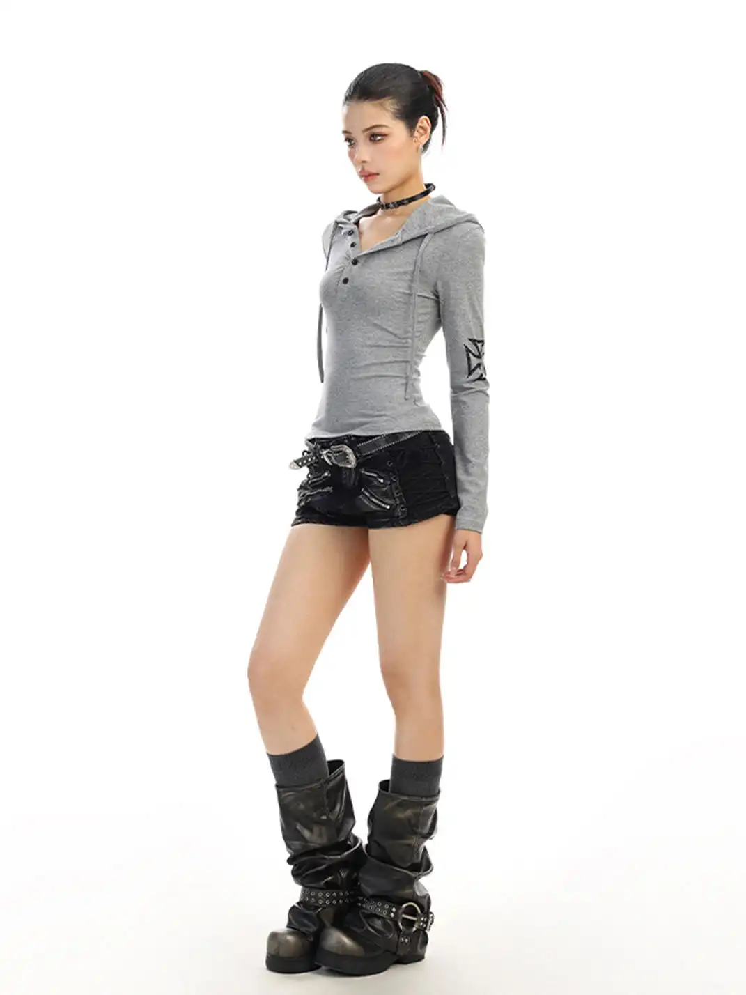 BIGGOLD | Printed Hooded Long-Sleeved Top