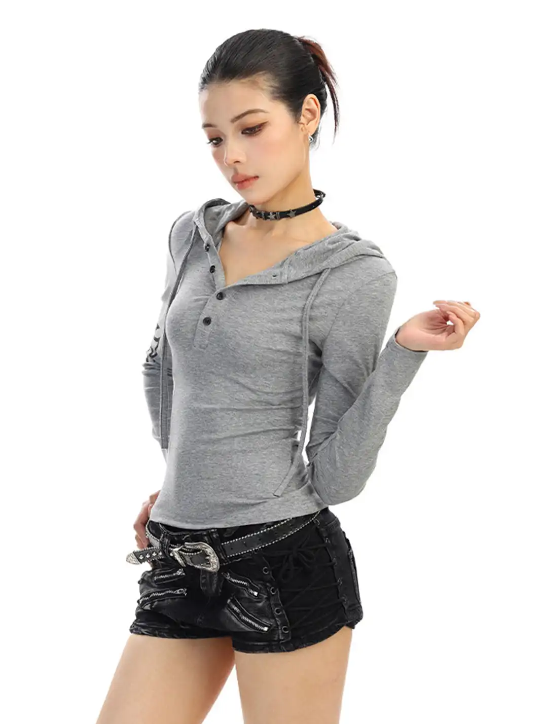 BIGGOLD | Printed Hooded Long-Sleeved Top