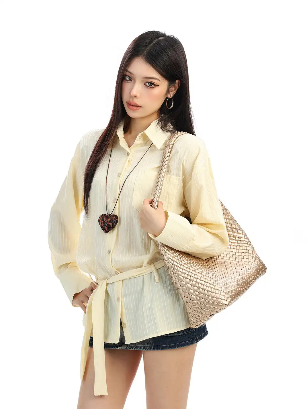 BIGGOLD | Vertical Striped Belted Shirt