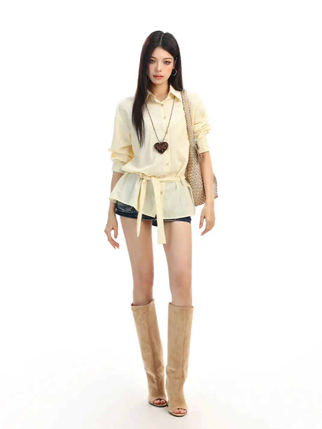BIGGOLD | Vertical Striped Belted Shirt