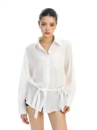 BIGGOLD | Vertical Striped Belted Shirt