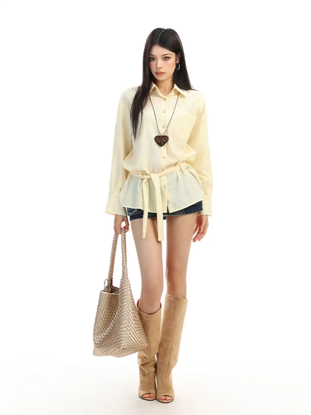 BIGGOLD | Vertical Striped Belted Shirt