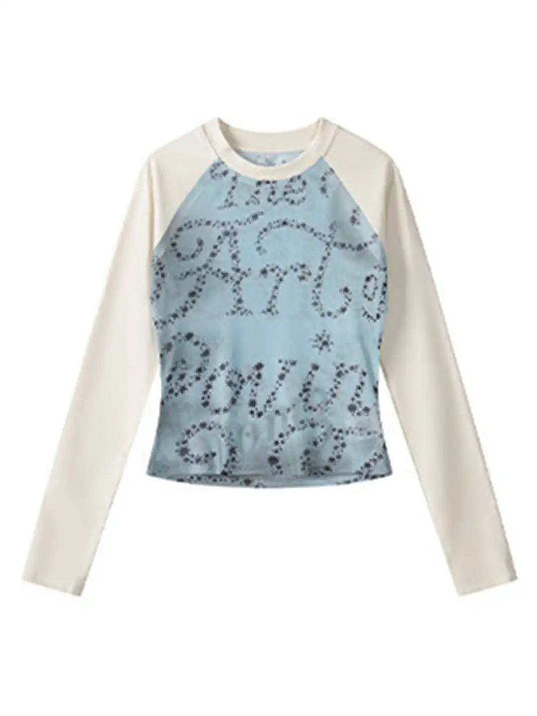 BIGGOLD | Star-Patterned Sheer Mesh Patchwork Long-Sleeved T-Shirt