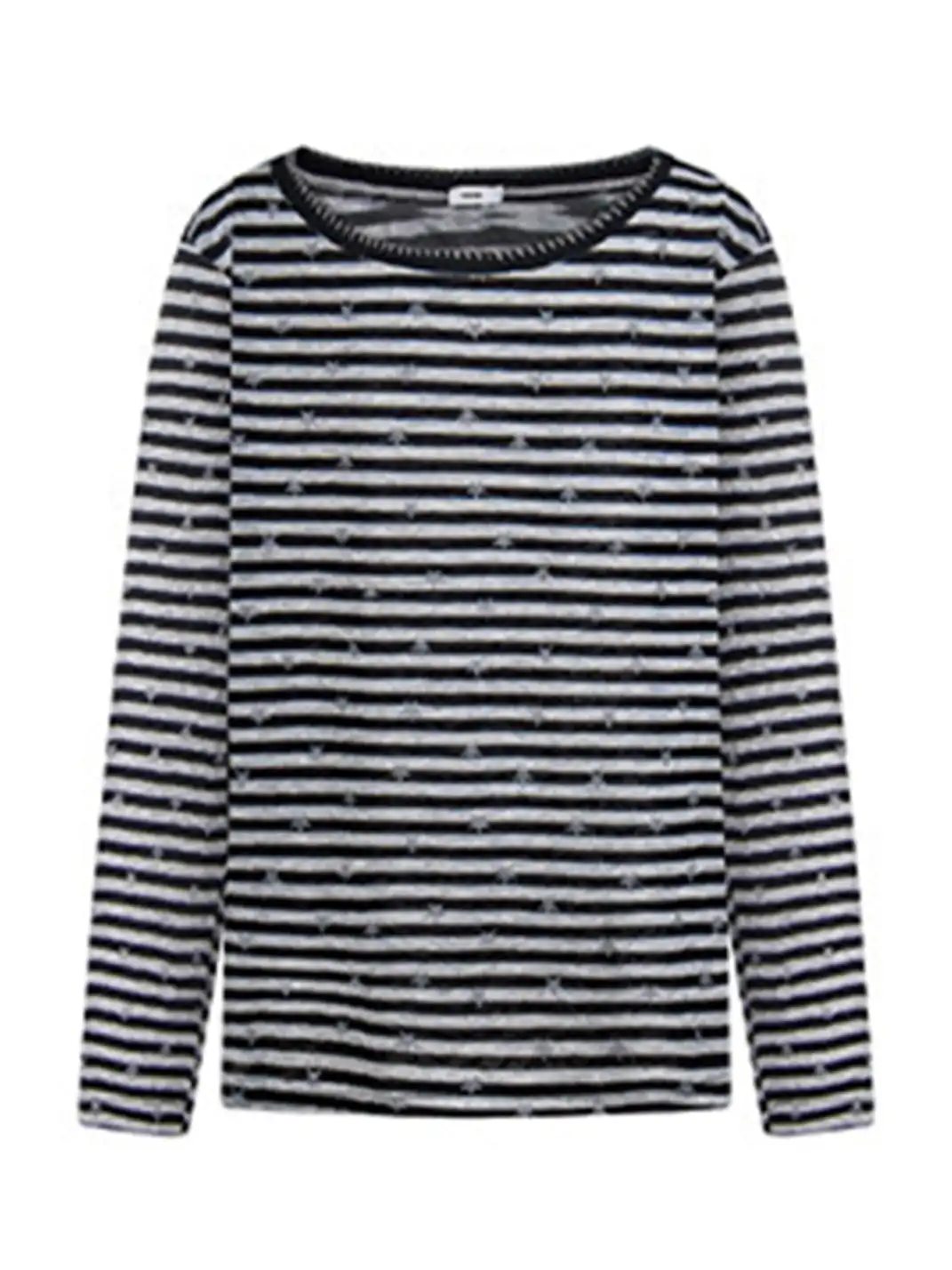 BIGGOLD | Color-Blocked Striped Star Long-Sleeved Top