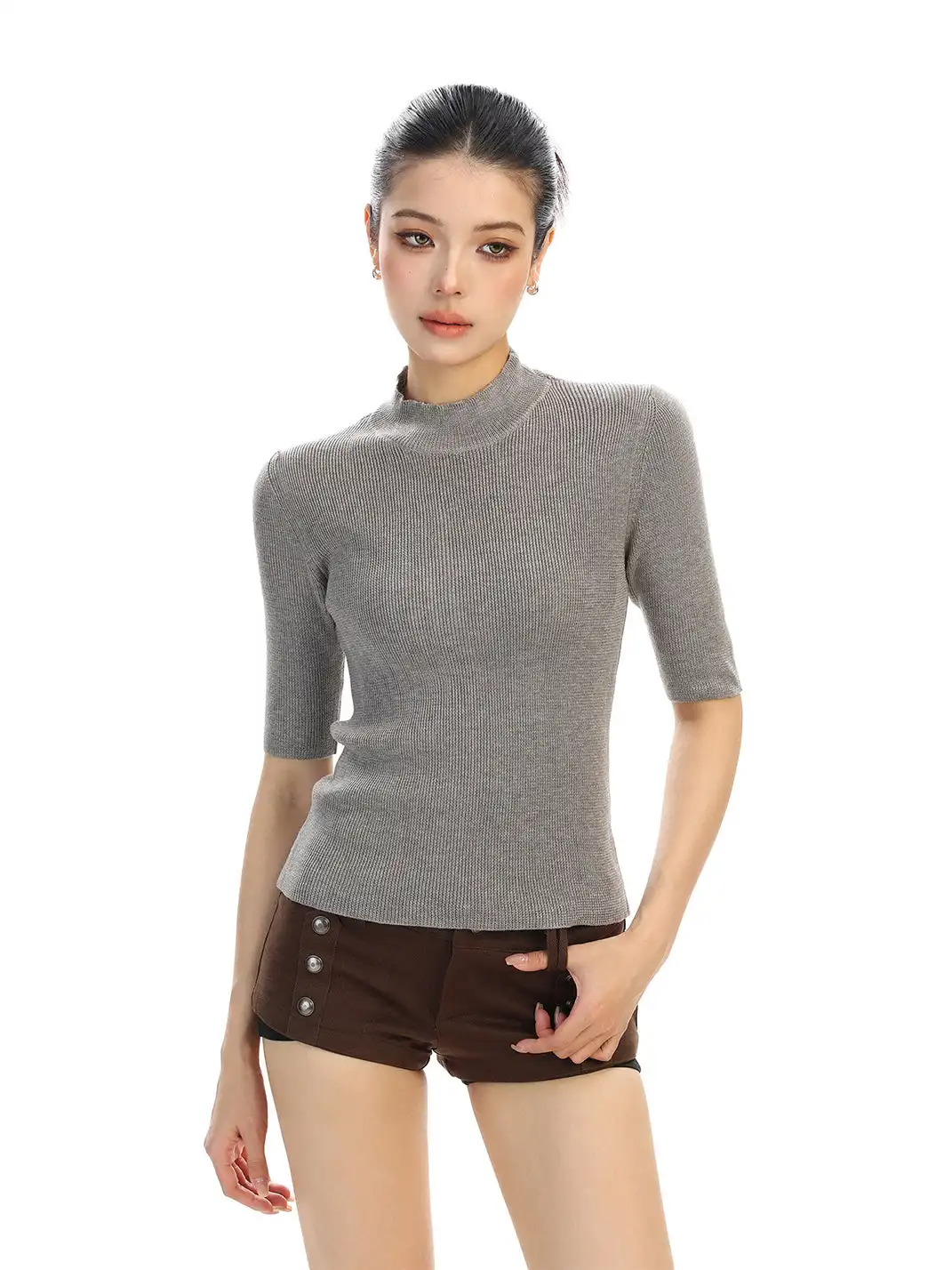 BIGGOLD | Wool Blend Short-Sleeve Knit Sweater
