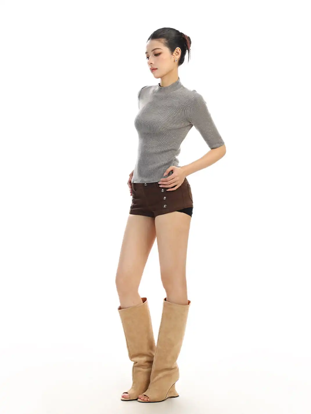 BIGGOLD | Wool Blend Short-Sleeve Knit Sweater