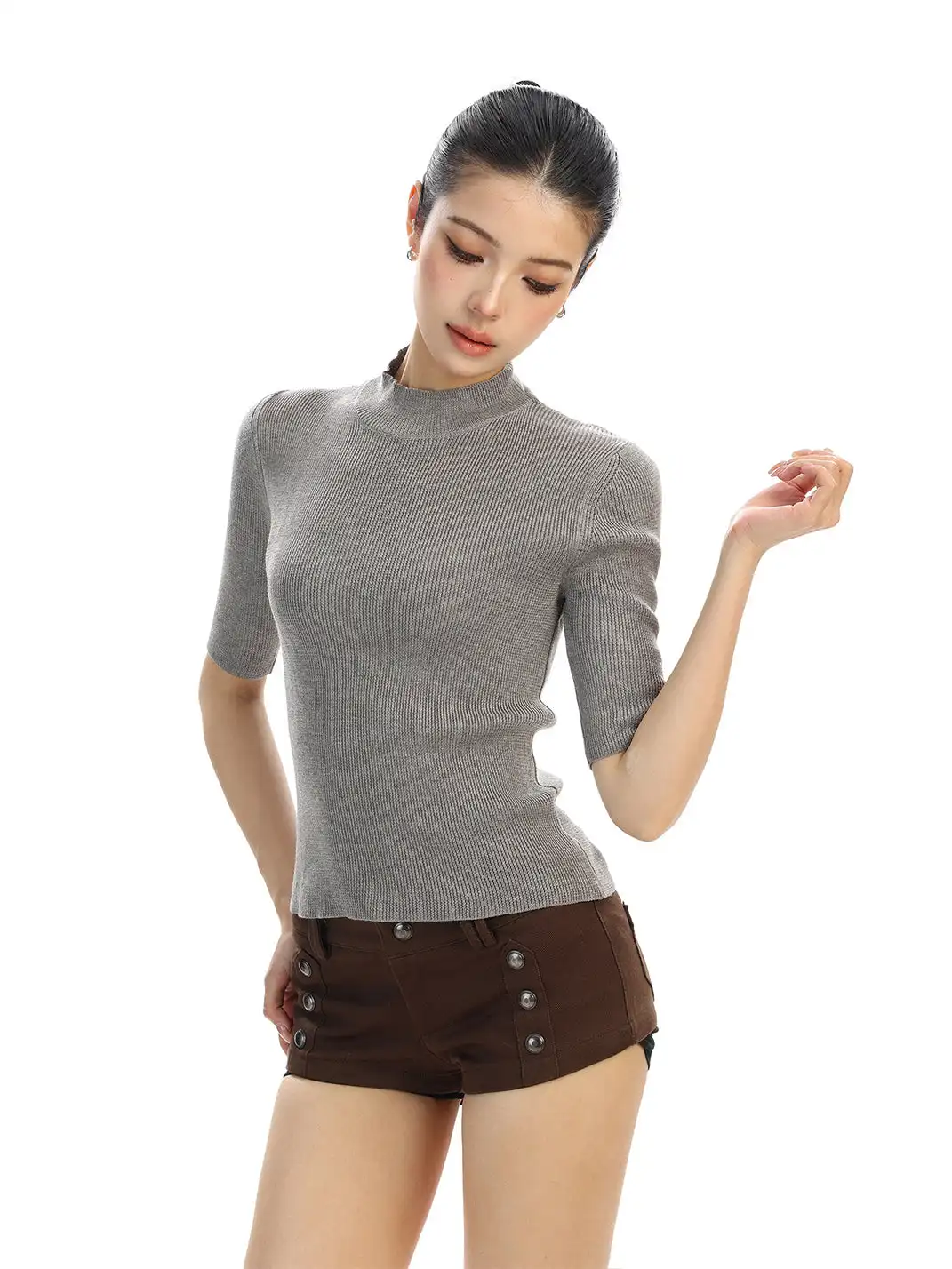 BIGGOLD | Wool Blend Short-Sleeve Knit Sweater