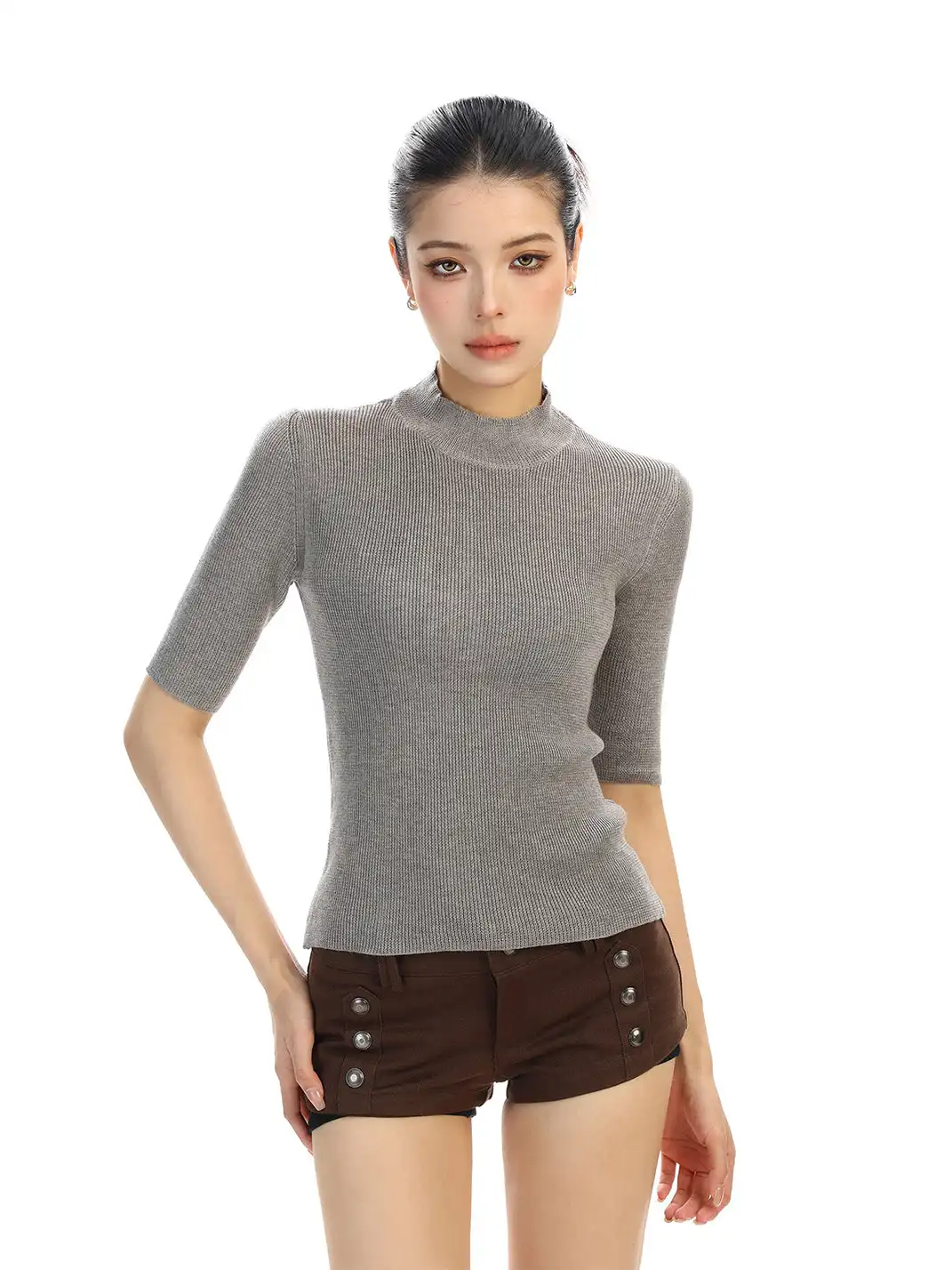 BIGGOLD | Wool Blend Short-Sleeve Knit Sweater