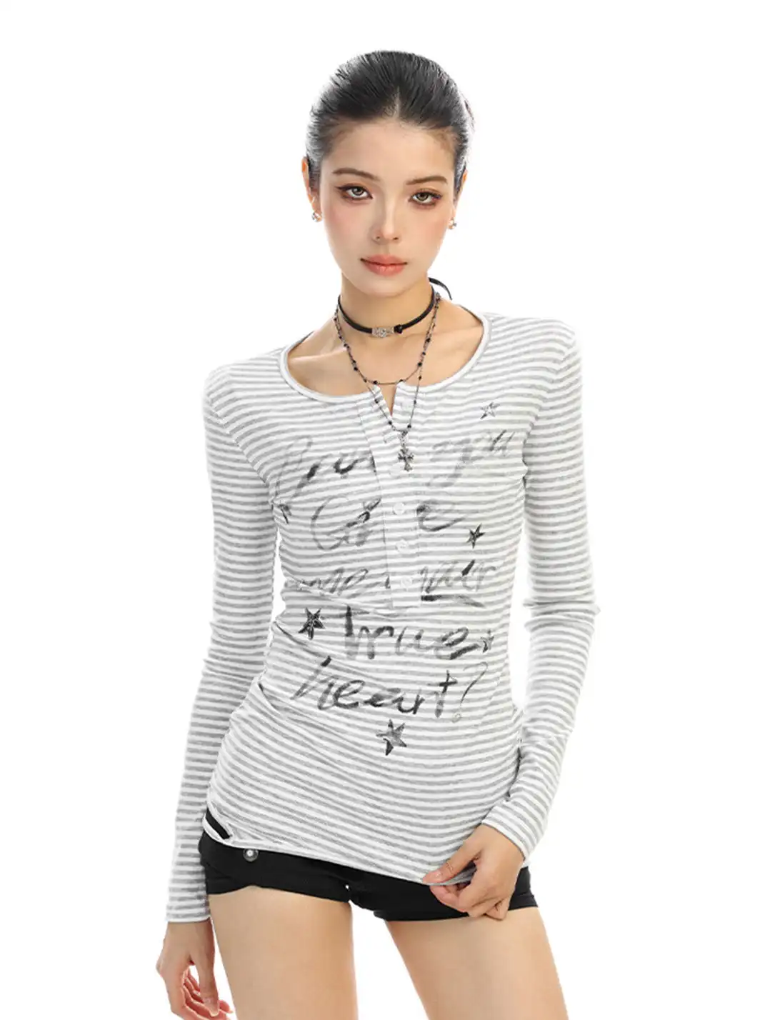 BIGGOLD | Y2K Striped Long-Sleeved T-Shirt