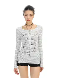 BIGGOLD | Y2K Striped Long-Sleeved T-Shirt