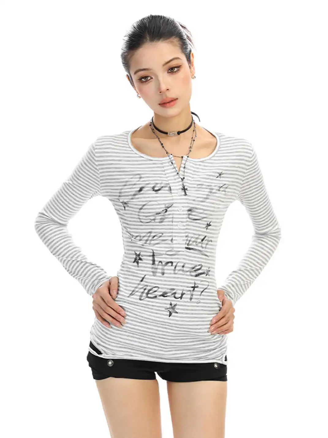 BIGGOLD | Y2K Striped Long-Sleeved T-Shirt
