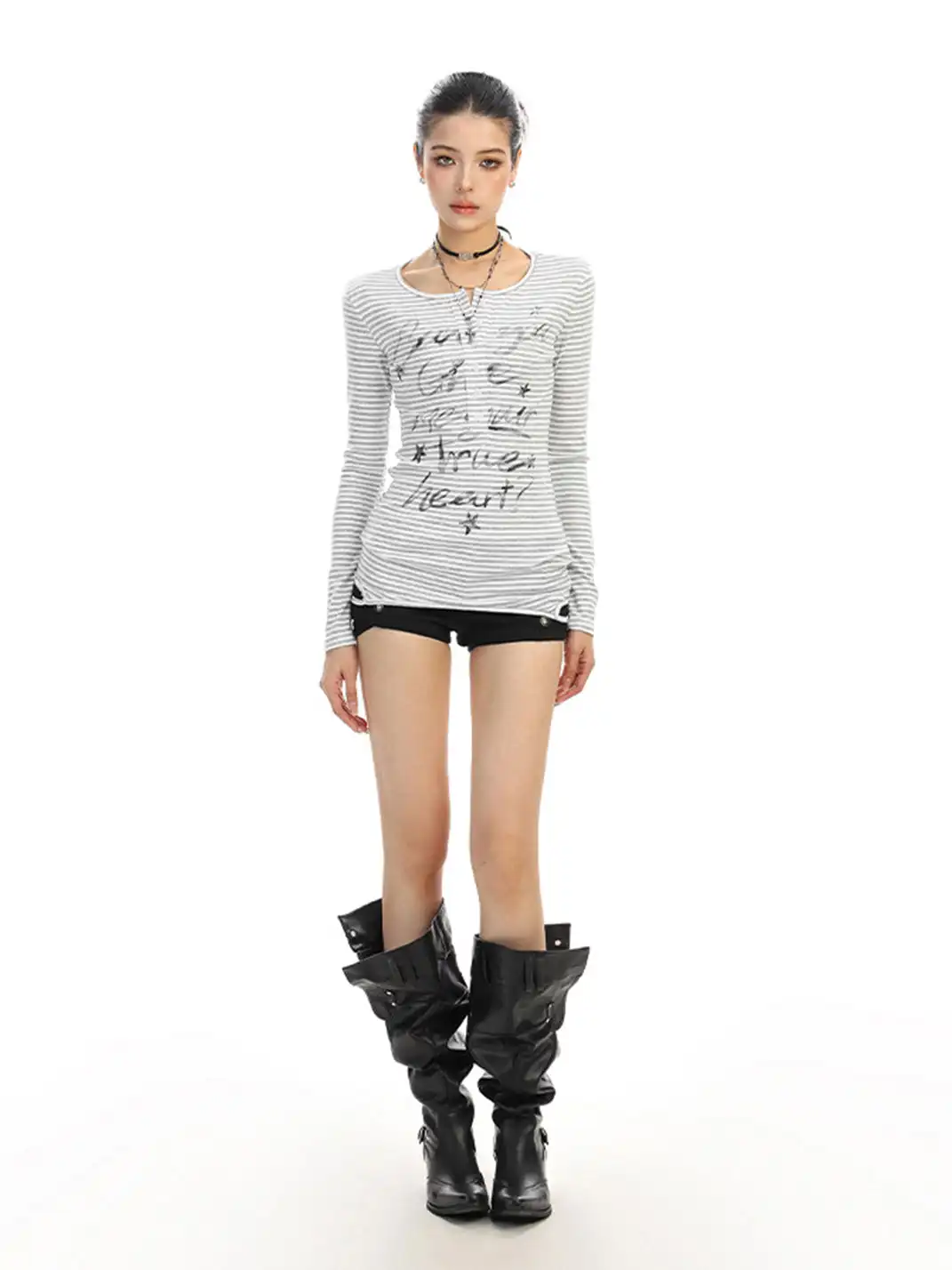 BIGGOLD | Y2K Striped Long-Sleeved T-Shirt