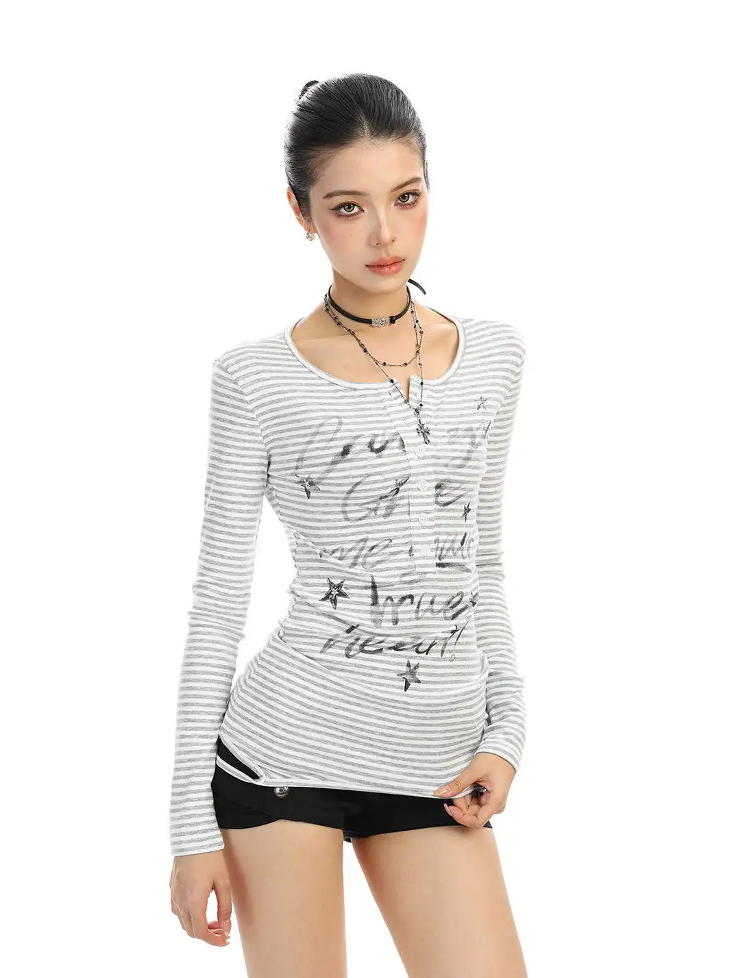 BIGGOLD | Y2K Striped Long-Sleeved T-Shirt