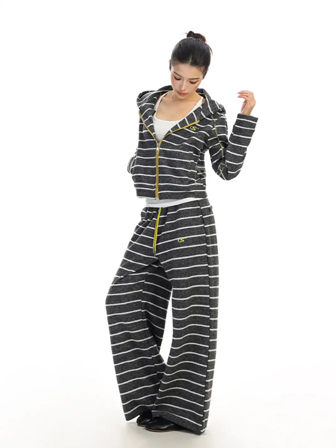 BIGGOLD | Striped Hooded Sweatshirt And Pants Set
