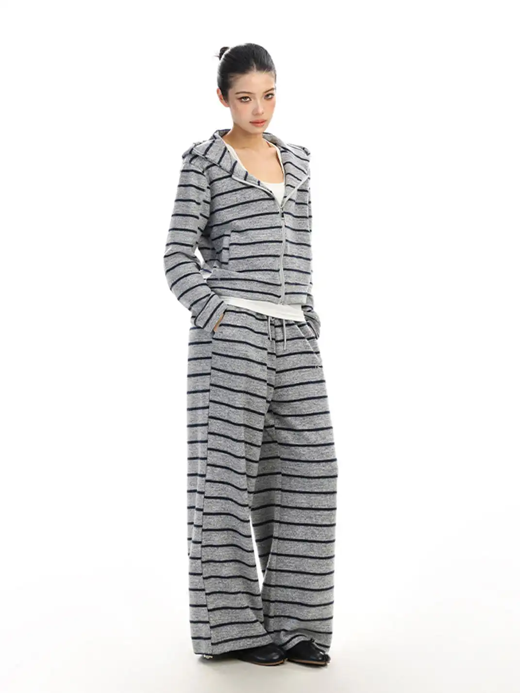 BIGGOLD | Striped Hooded Sweatshirt And Pants Set