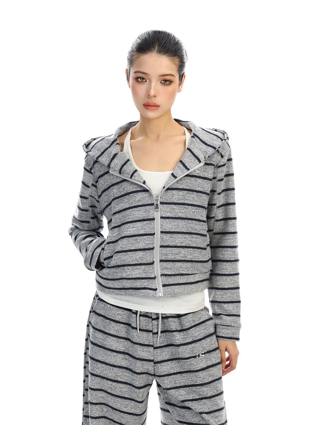 BIGGOLD | Striped Hooded Sweatshirt And Pants Set