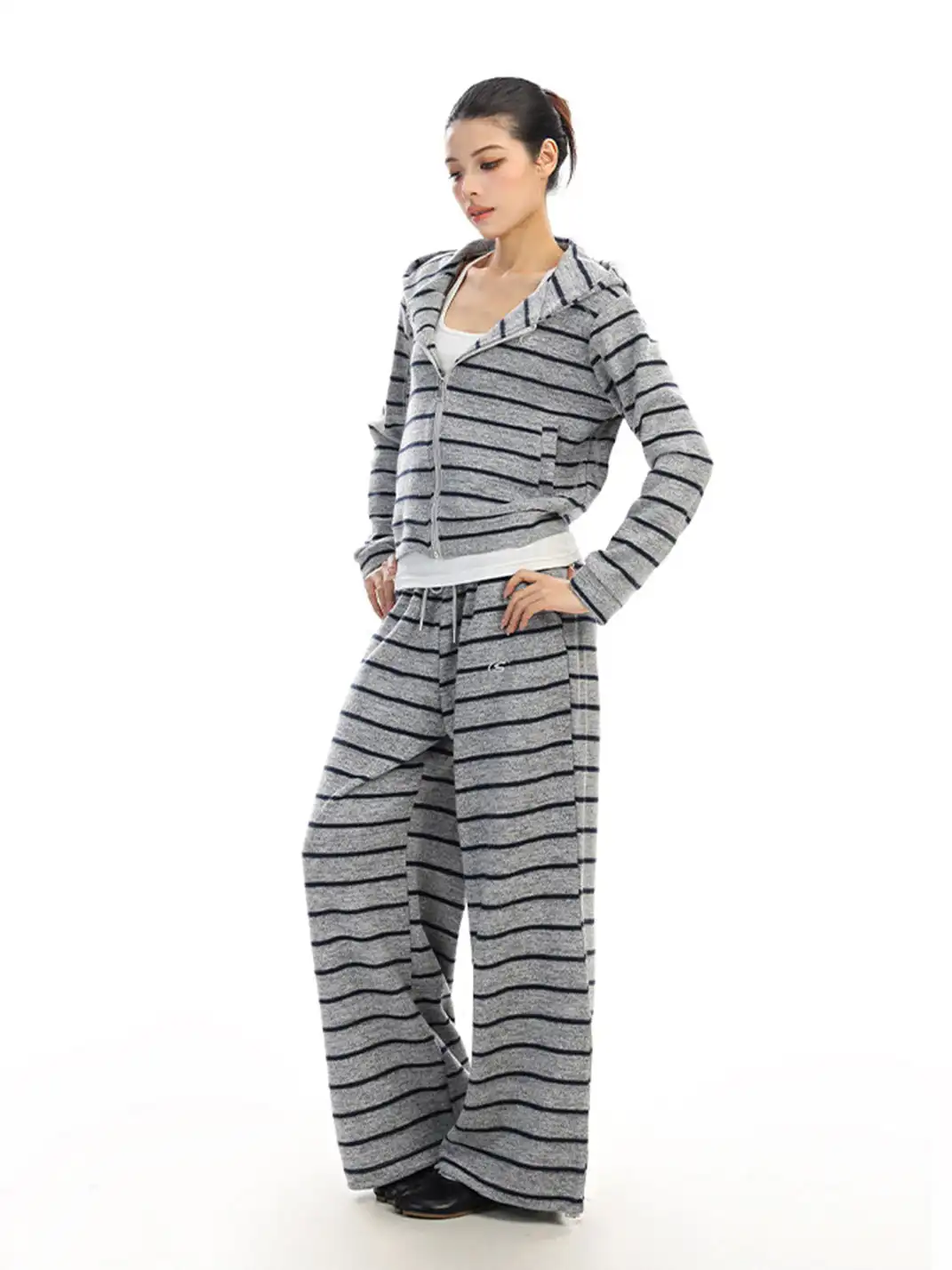 BIGGOLD | Striped Hooded Sweatshirt And Pants Set