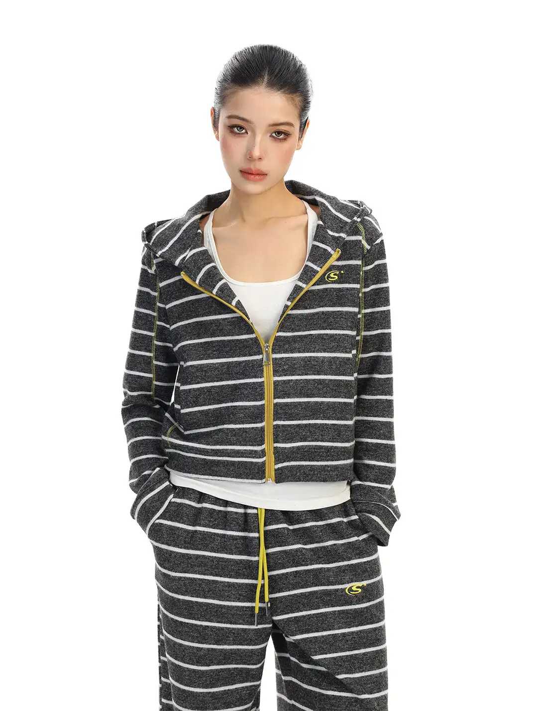 BIGGOLD | Striped Hooded Sweatshirt And Pants Set