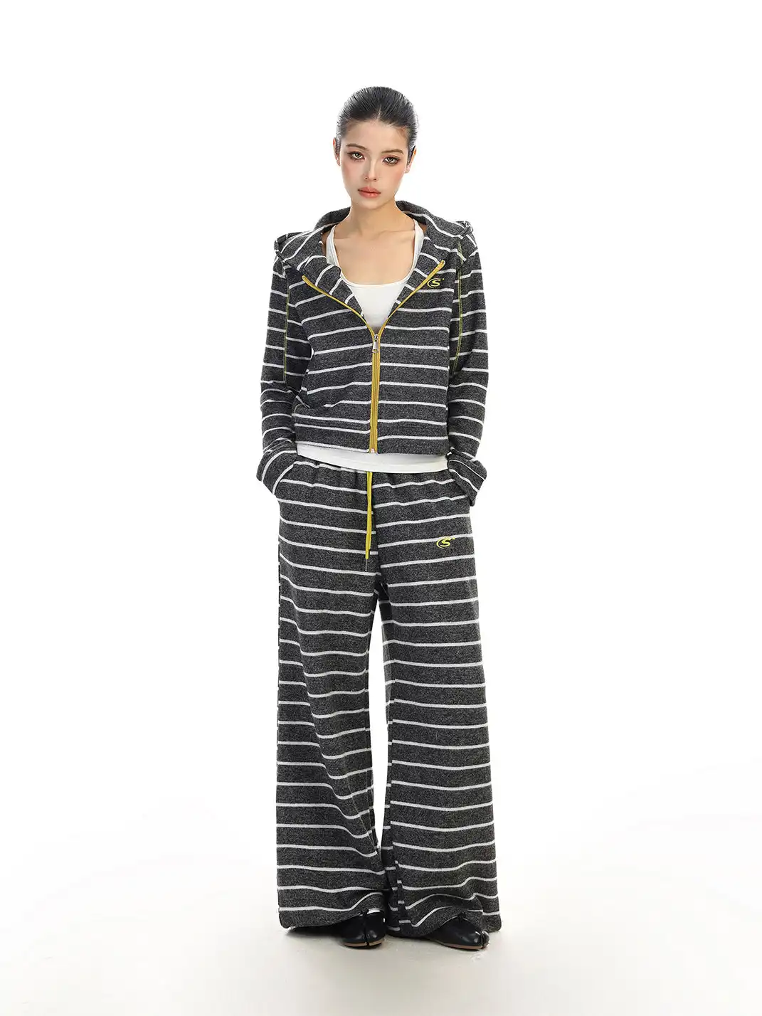 BIGGOLD | Striped Hooded Sweatshirt And Pants Set