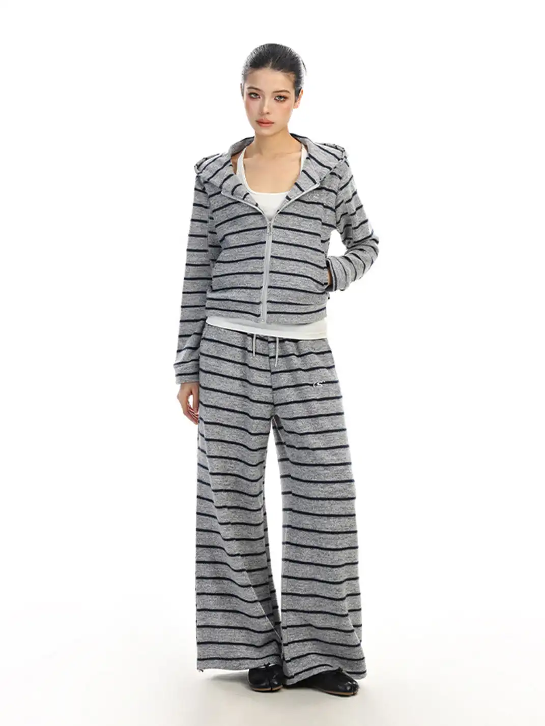 BIGGOLD | Striped Hooded Sweatshirt And Pants Set