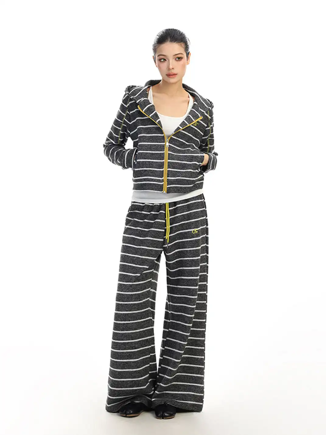 BIGGOLD | Striped Hooded Sweatshirt And Pants Set