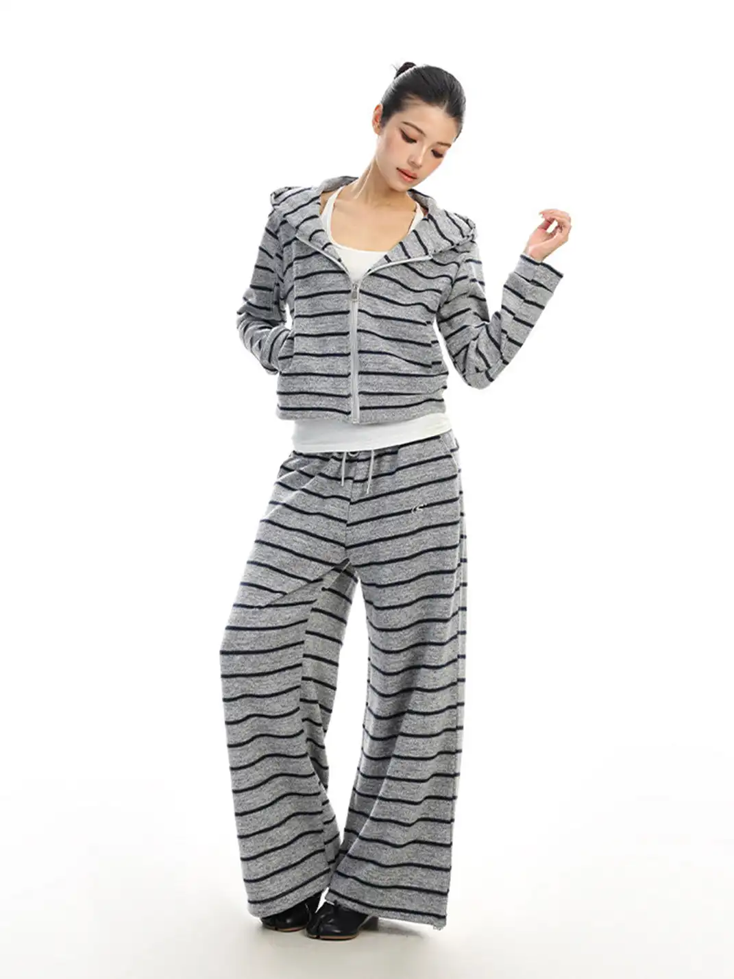 BIGGOLD | Striped Hooded Sweatshirt And Pants Set