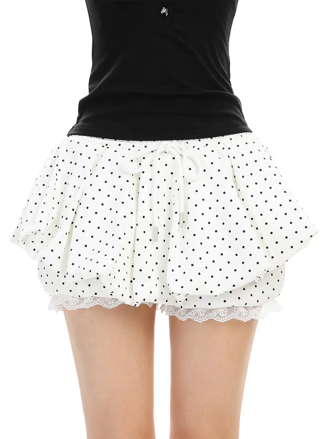 BIGGOLD | Polka Dot Lace Trim Cake Skirt Tulip Skirt