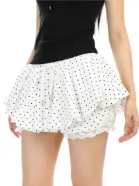 BIGGOLD | Polka Dot Lace Trim Cake Skirt Tulip Skirt