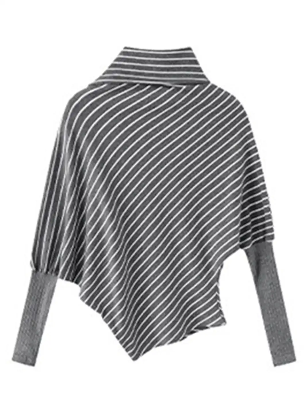 BIGGOLD | Irregular Striped Turtleneck Long-Sleeved Top