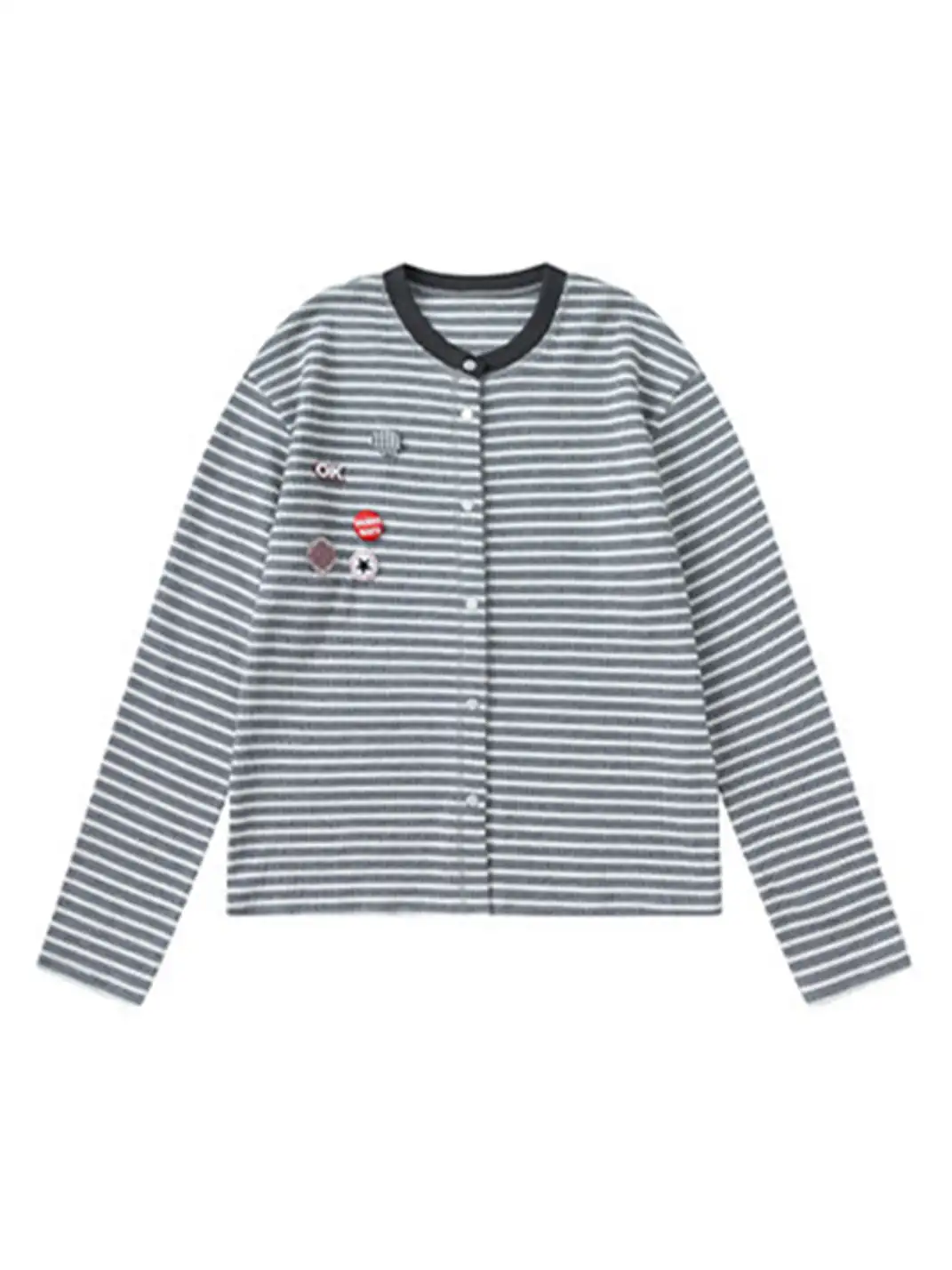 BIGGOLD | Badge Pin Striped Top