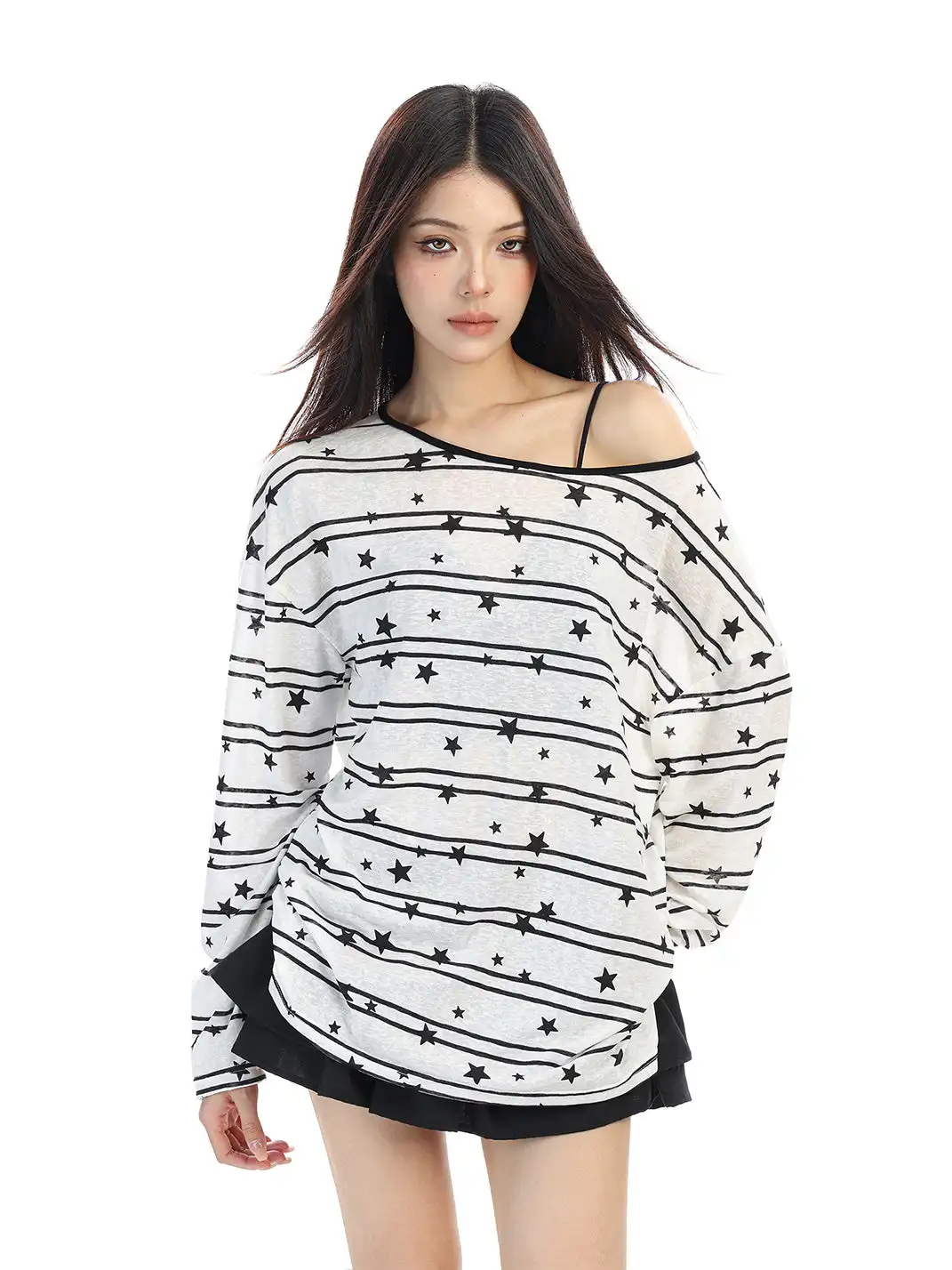 BIGGOLD | All-Over Star Print Off-Shoulder Top