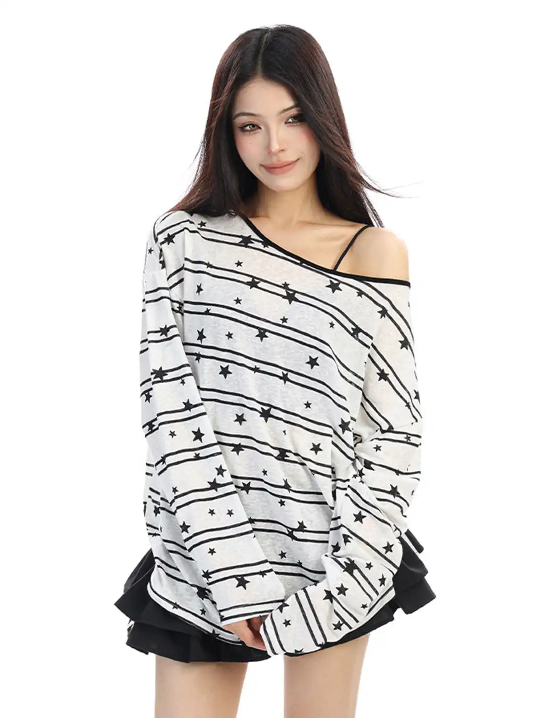 BIGGOLD | All-Over Star Print Off-Shoulder Top