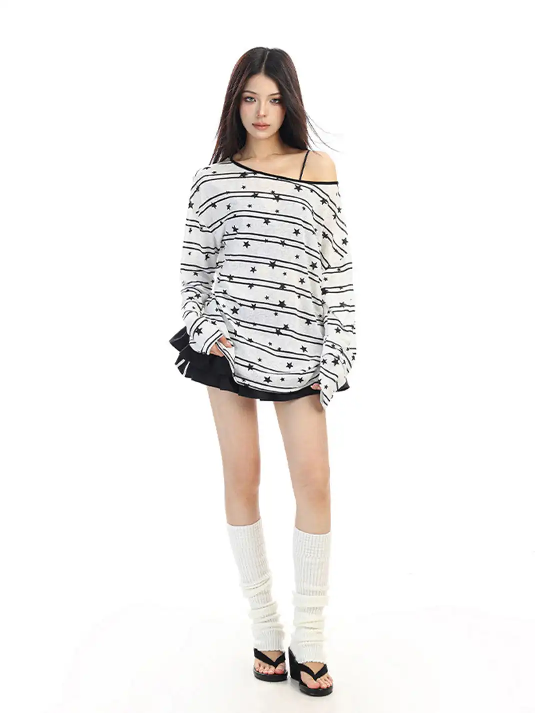 BIGGOLD | All-Over Star Print Off-Shoulder Top